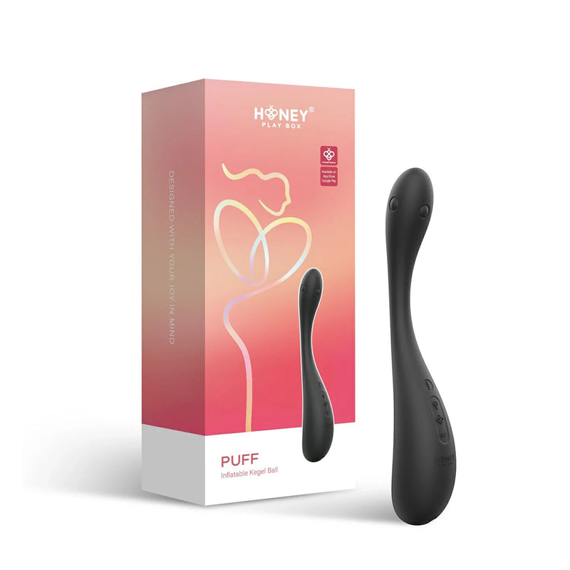Honey Play Box Puff - App Control Inflatable Kegel Ball - Black