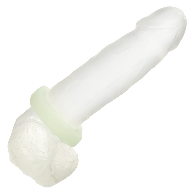 CalExotics Alpha Glow-in-the-Dark Liquid Silicone Prolong Sexagon Ring - White