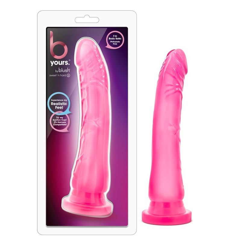 B Yours Sweet N' Hard 6 Realistic Pink 8.5-Inch Long Dildo With Suction Cup Base