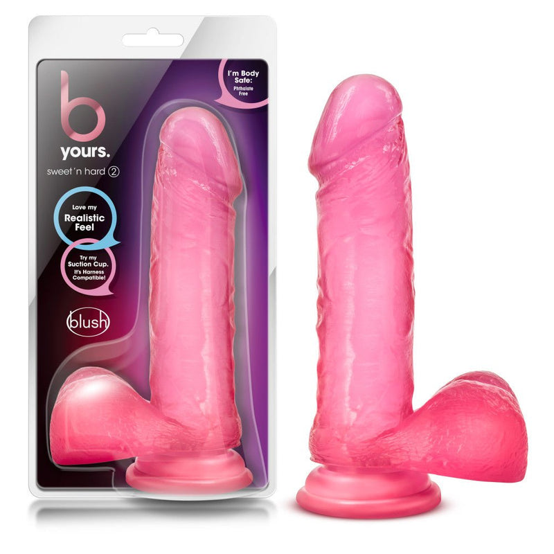 B Yours Sweet N' Hard 2 Realistic Pink 8-Inch Long Dildo With Balls & Suction Cup Base