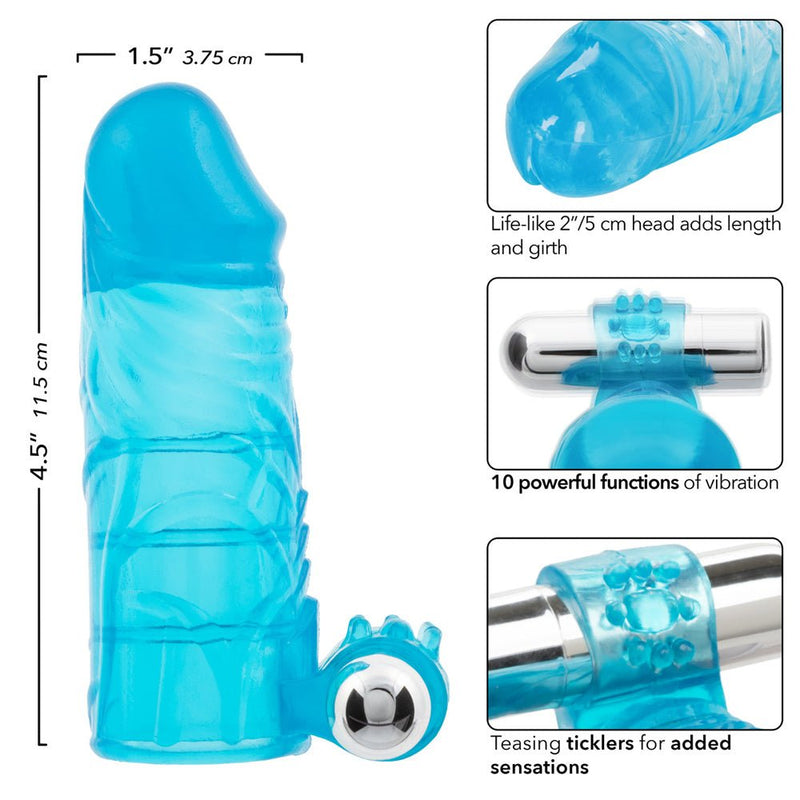 CalExotics Up Extended It Up Vibrating Extension Sleeve - Blue Rechargeable