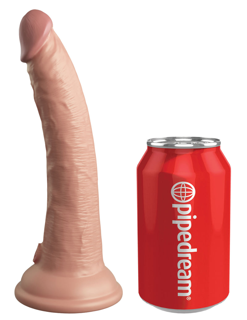Pipedream King Cock Elite 7 Inch Vibrating Silicone Dual Density Cock With Remote - Light