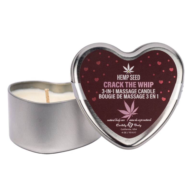 Earthly Body Hemp Seed 3 in 1 Massage Candle Crack the Whip 4.7oz