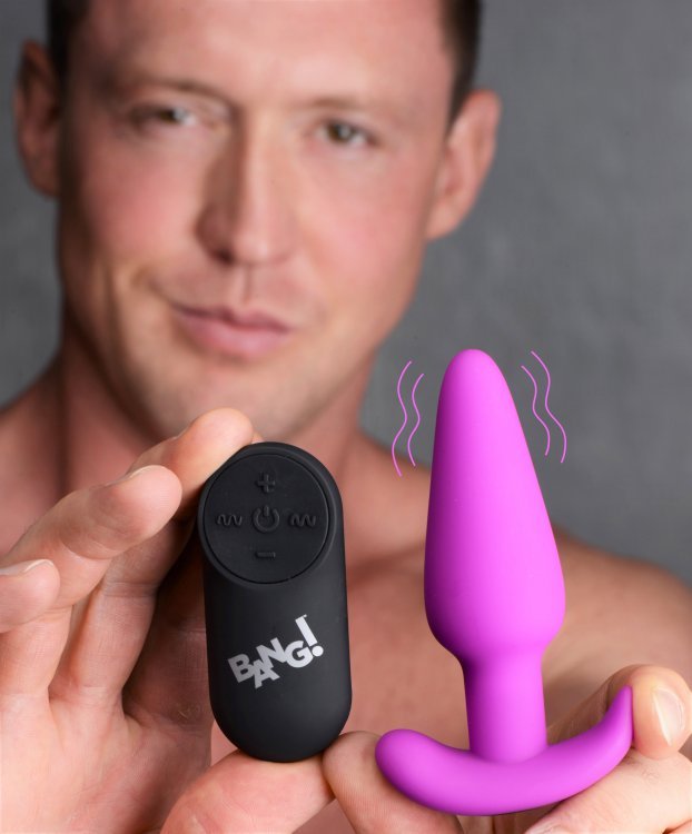 XR Brands 21x Silicone Butt Plug With Remote - Purple