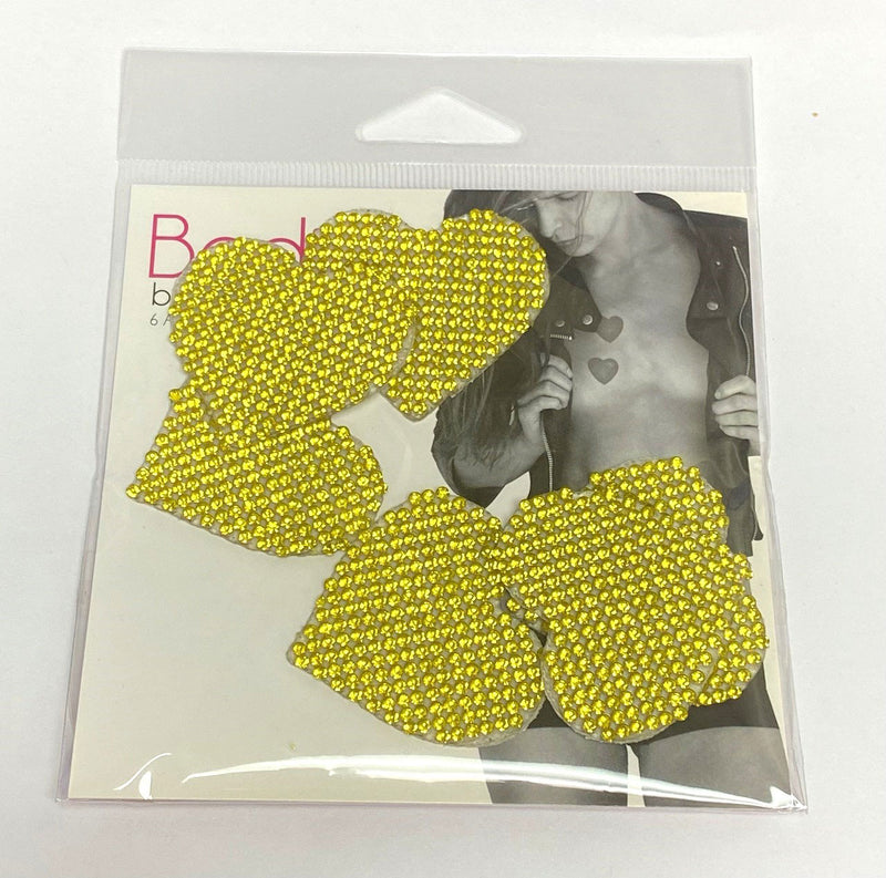 Neva Nude Razzle Dazzle Crystal Jewel Sparkle I Heart U Body Stickers 6 Pk - Gold