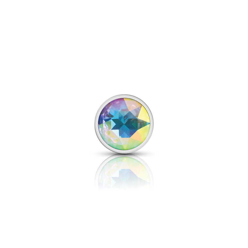 Viben Clear Iridescent Round Gem Silver Metal Plug - Sm