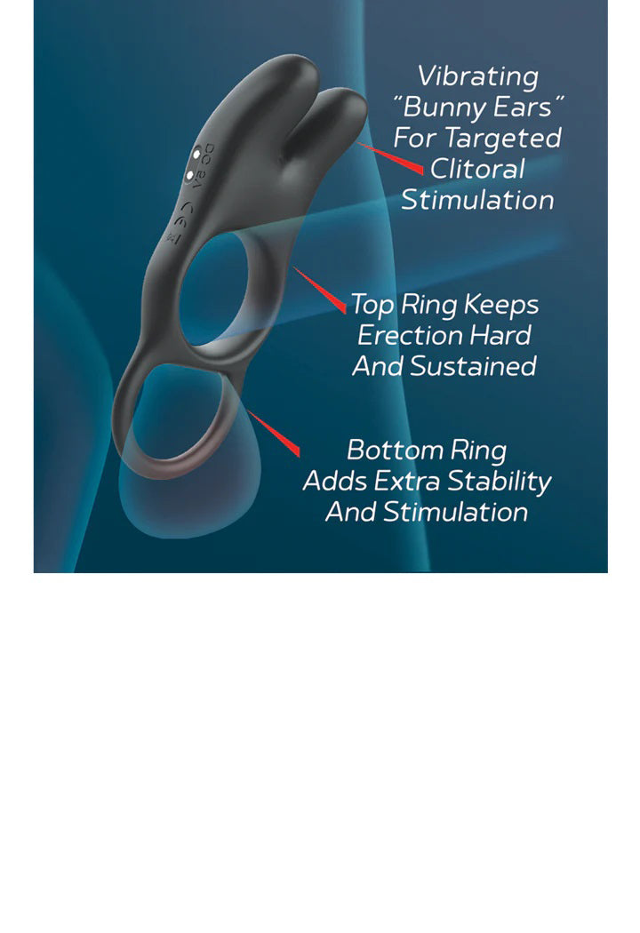 Icon Brands Red Dot Vibrating Cock Ring V1 With Remote - Black/red