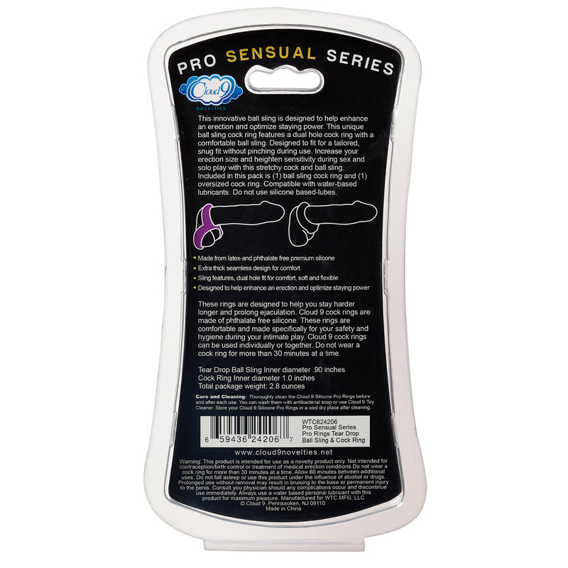 Cloud 9 Novelties Pro Sensual Silicone Tear Drop Ring / Donut Sling