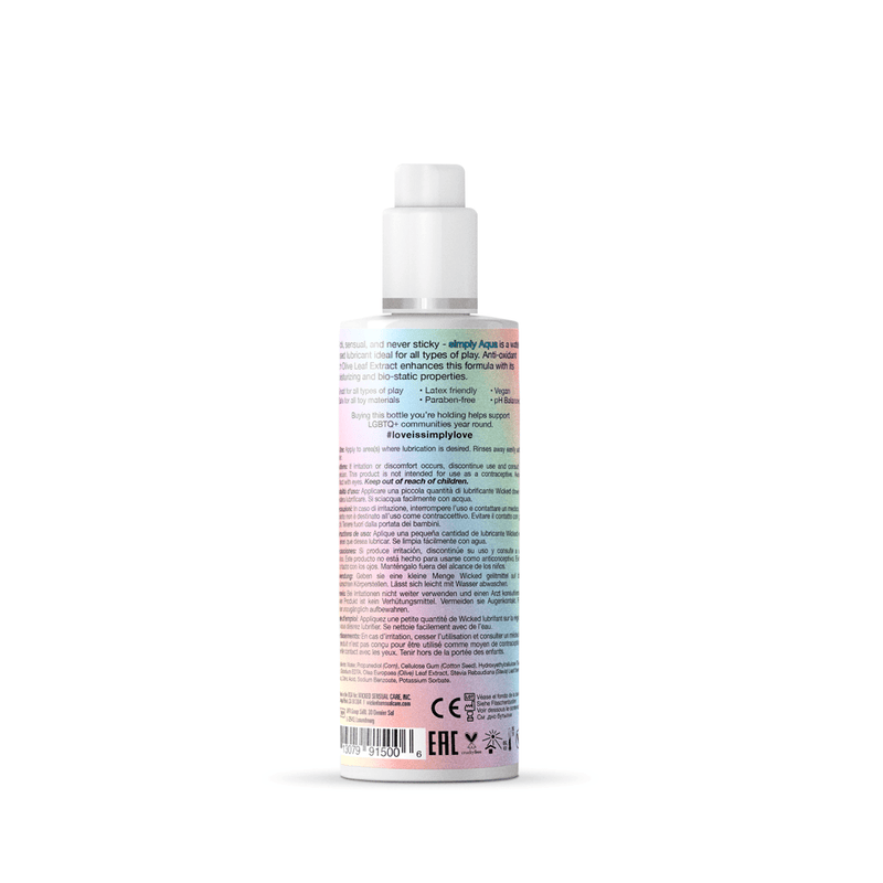 Wicked Sensual Care Simply Aqua Water Based Lubricant - 4 Fl. Oz. - Special Edition