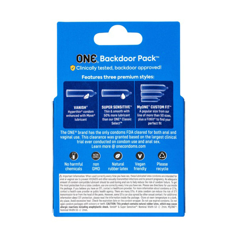 Paradise Marketing One Backdoor 3 Count Condoms