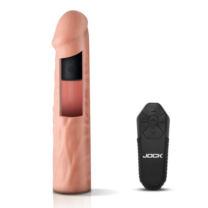 Curve Toys Jock Vibrating Penis Extension with Remote - Light
