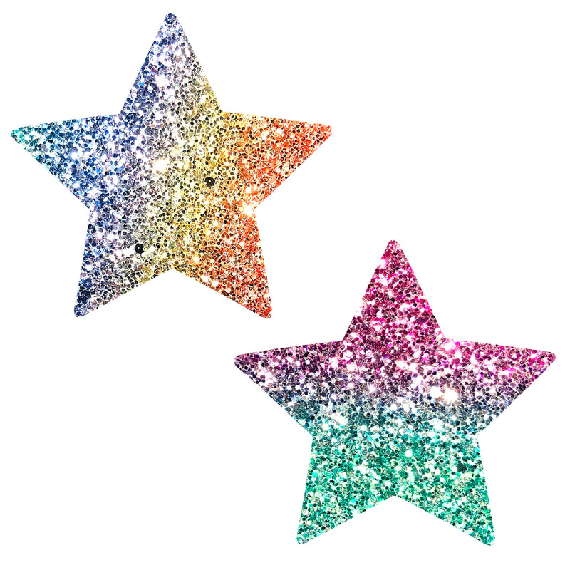 Neva Nude Super Sparkle Rock Kandi Chunky Rainbow Glitter Starry Nights Nipztix Pasties