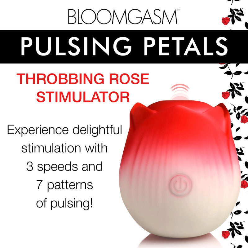 XR Brands Pulsing Petals Throbbing Rose Stimulator - Red
