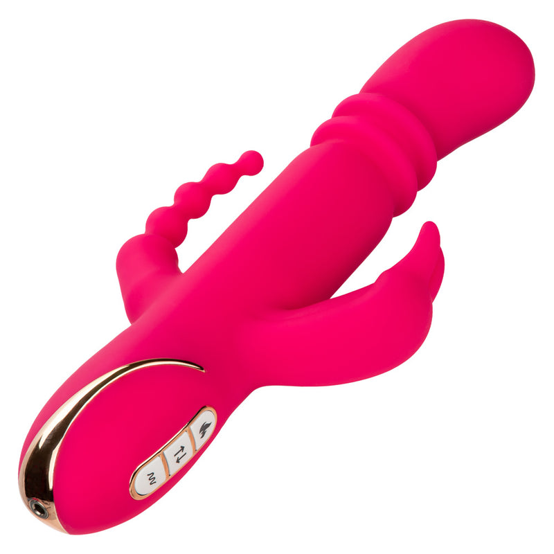 CalExotics Jack Rabbit Signature Heated Silicone Triple Fantasy Rabbit - Pink