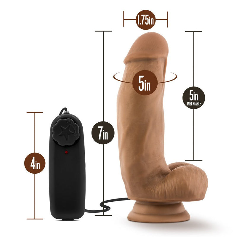 Coverboy MMA Fighter Realistic Mocha 7-Inch Long Remote Control Vibrating Dildo With Suction Cup Base