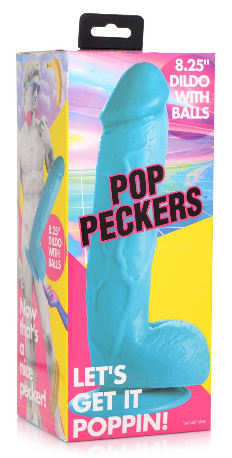 XR Brands Pop Pecker 8.25 Inch Dildo With Balls - Blue
