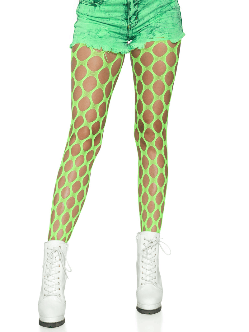 Leg Avenue Jumbo Pothole Net Tights - Neon Green - One Size