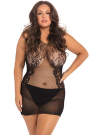 "Lace Fantasy Mini Dress - Black - 1x-3x RR-7086XBLK"