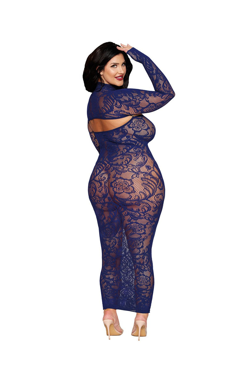 Dreamgirl Bodystocking Gown and Shrug Dmnd - Queen - Eclipse