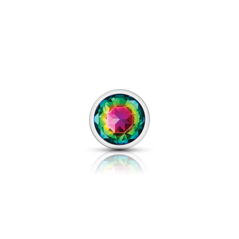 Viben Rainbow Round Gem Silver Metal Plug - Md
