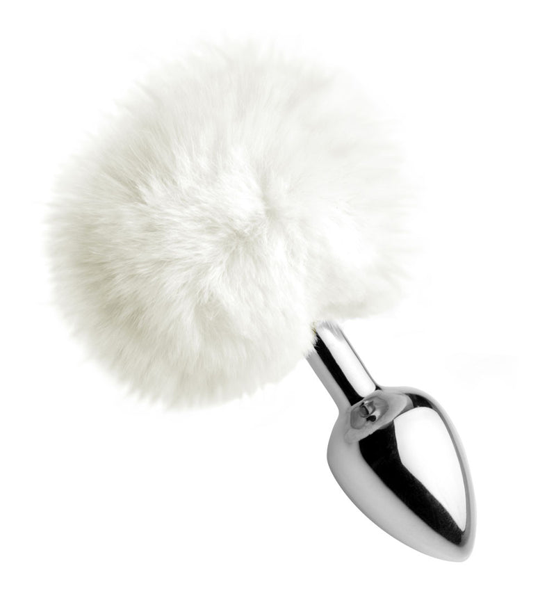 XR Brands White Fluffy Bunny Tail Anal Plug