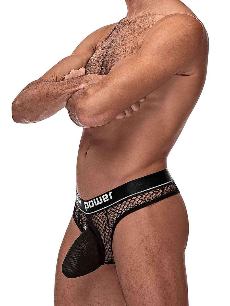 Male Power Cock Pit Net Cock Ring Thong - S/ M - Black