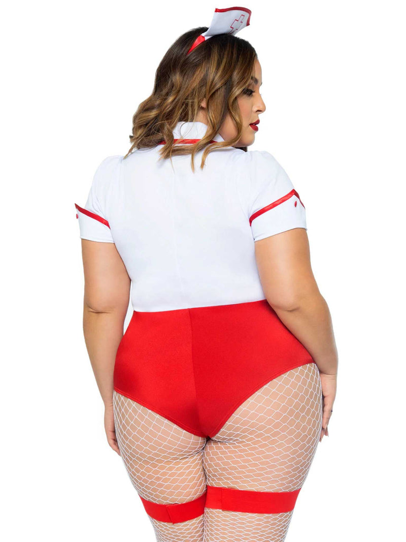 Leg Avenue Plus Nurse Feelgood Sexy Costume - 1x/2x - White / Red