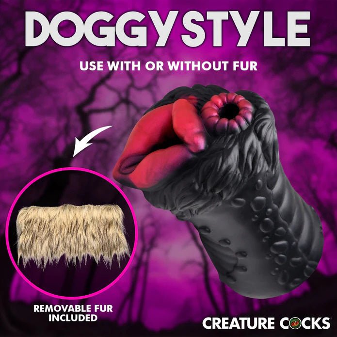 XR Brands Savage She-Wolf Silicone Stroker - Brown - Stroker Masturbator - Creature Stroker
