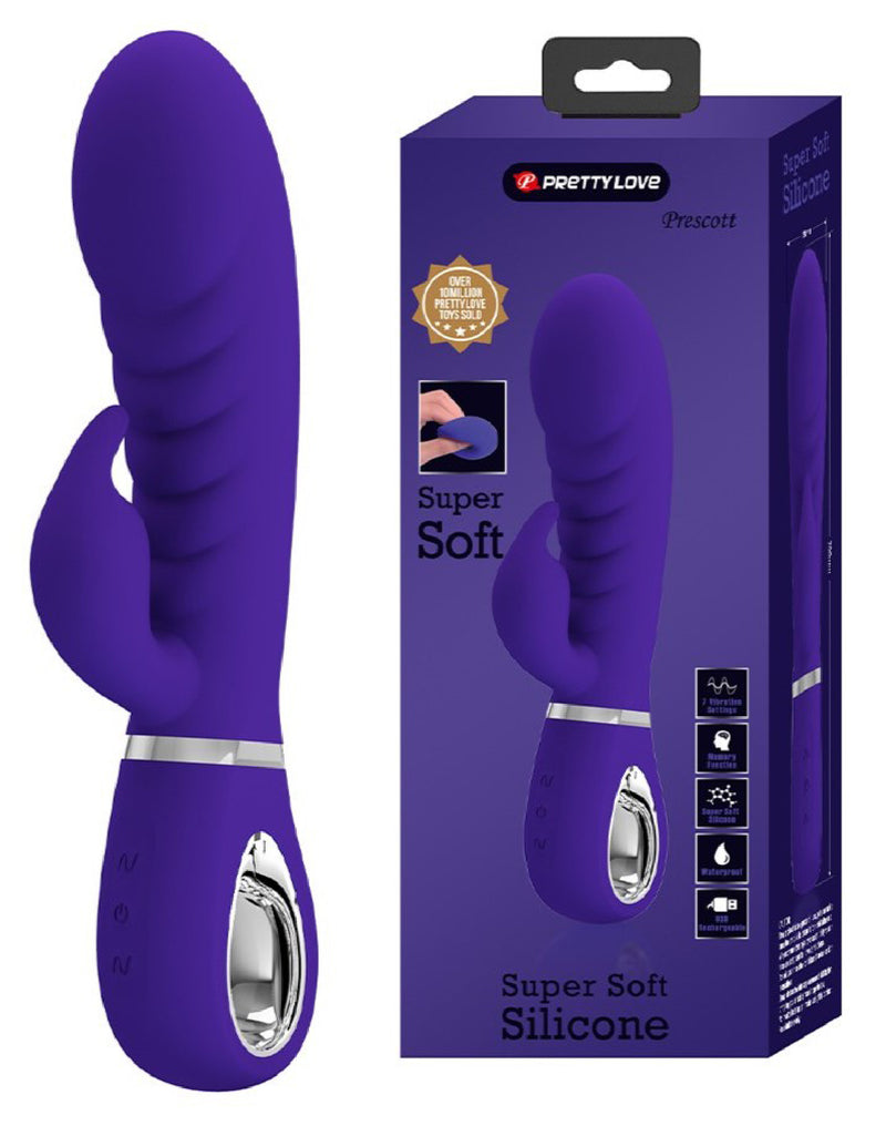Pretty Love Prescott Super Soft Rabbit Silicone Vibrator - Purple