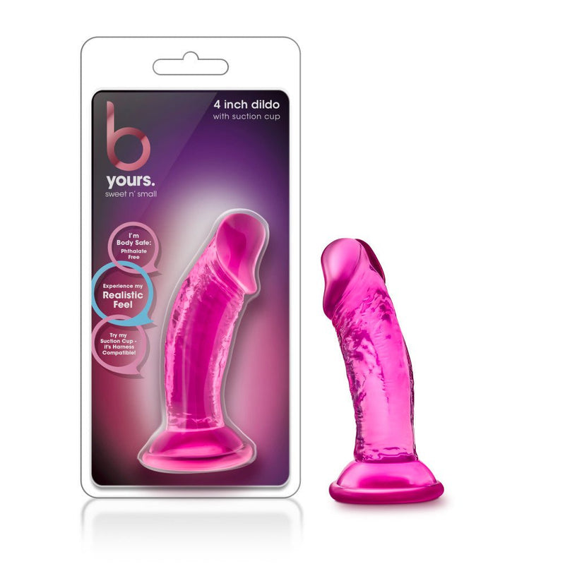 B Yours Sweet N' Small Realistic Pink 4.5-Inch Long Dildo With Suction Cup Base