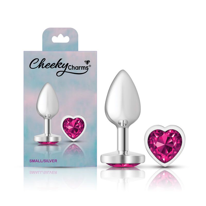 Viben Bright Pink Heart Gem Silver Metal Plug - Sm
