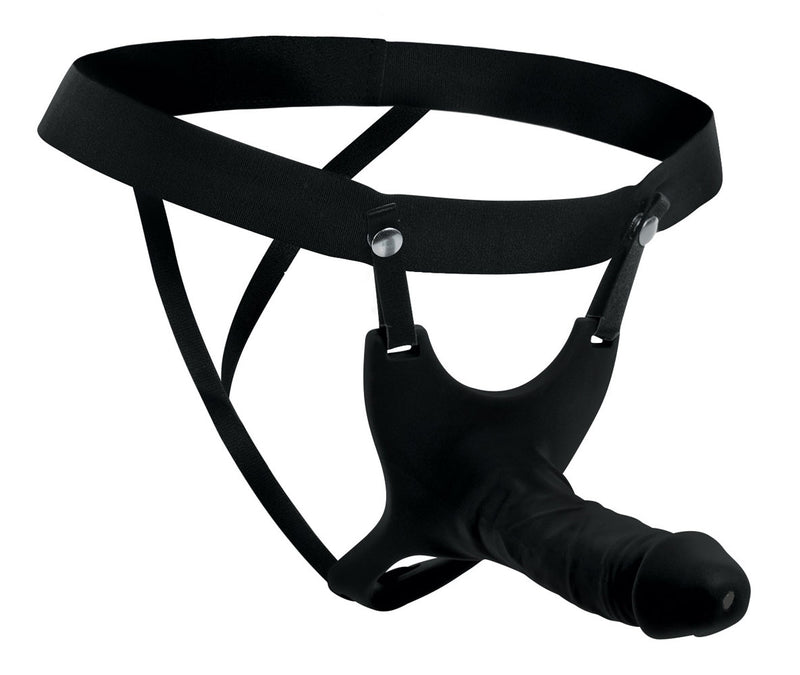 XR Brands Hollow Silicone Dildo Strap-on - Black