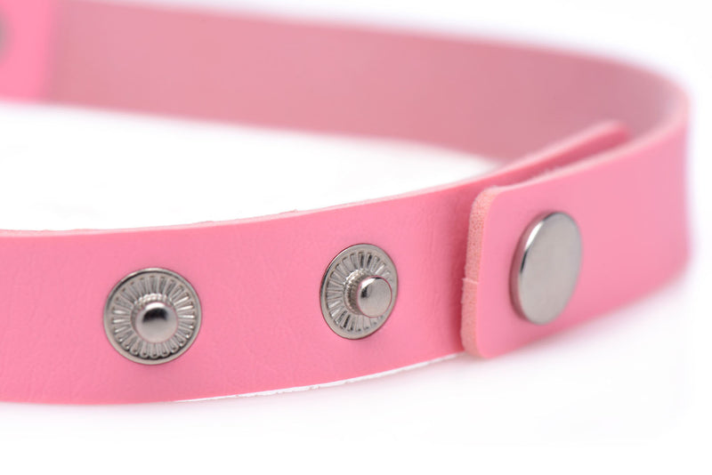 XR Brands Dark Heart Chrome Heart Choker - Pink