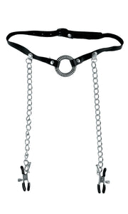 "Fetish Fantasy Series Limited Edition O-Ring Gag and Nipple Clamps - Black PD4419-23"