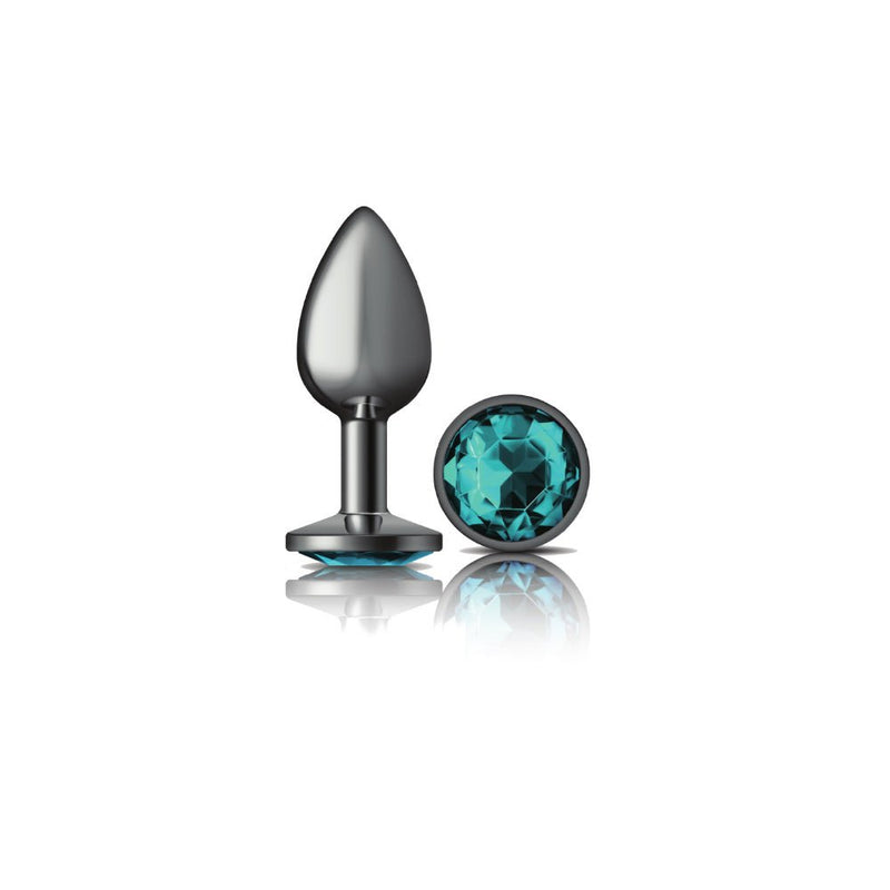 Viben Teal Round Gem Gunmetal Metal Plug - Sm