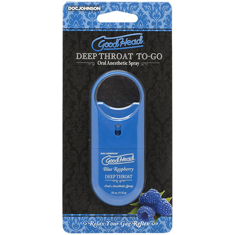 Doc Johnson Goodhead - Deep Throat Spray to-Go - Blue Raspberry - .33 Oz.