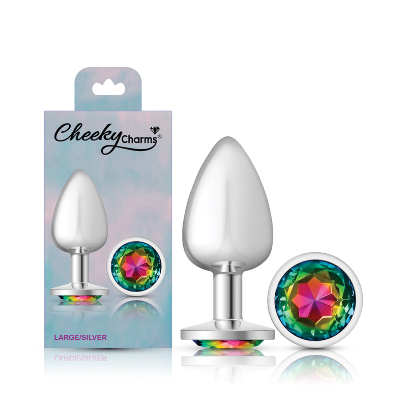 Viben Rainbow Round Gem Silver Metal Plug - Lg