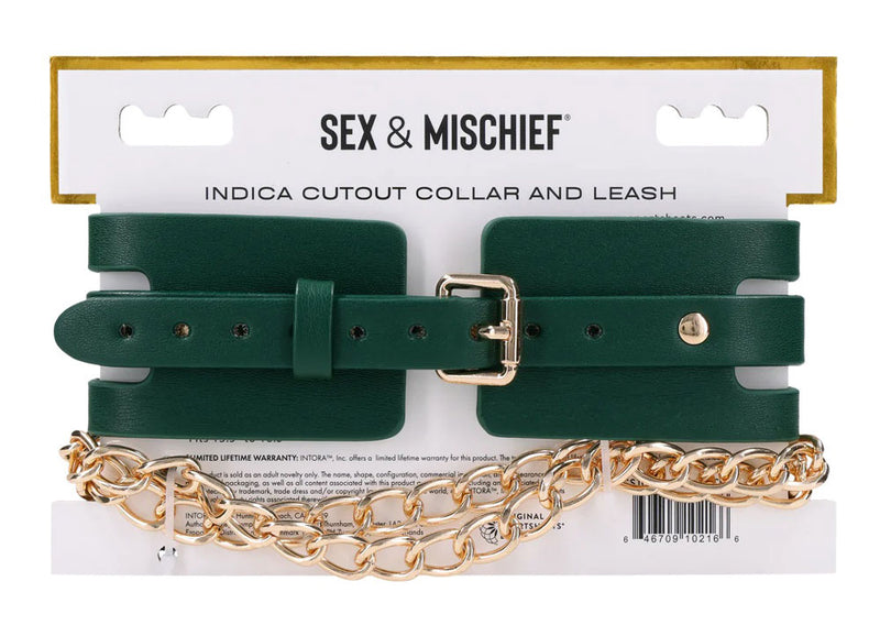 Sportsheets Indica Cutout Collar and Leash - Green