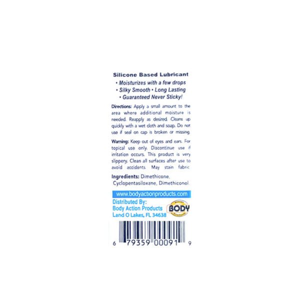 Body Action Anal Glide Silicone Lubricant 2 Oz Pump Bottle