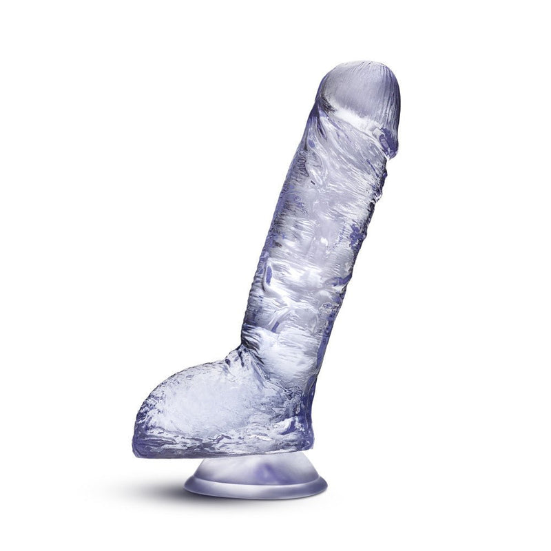 B Yours Plus Hearty Hefty Clear 9-Inch Long Dildo With Balls & Suction Cup Base