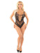 "Seamless Rhinestone Net and Lace Bodysuit - Os - Black LA-89341BLKOS"