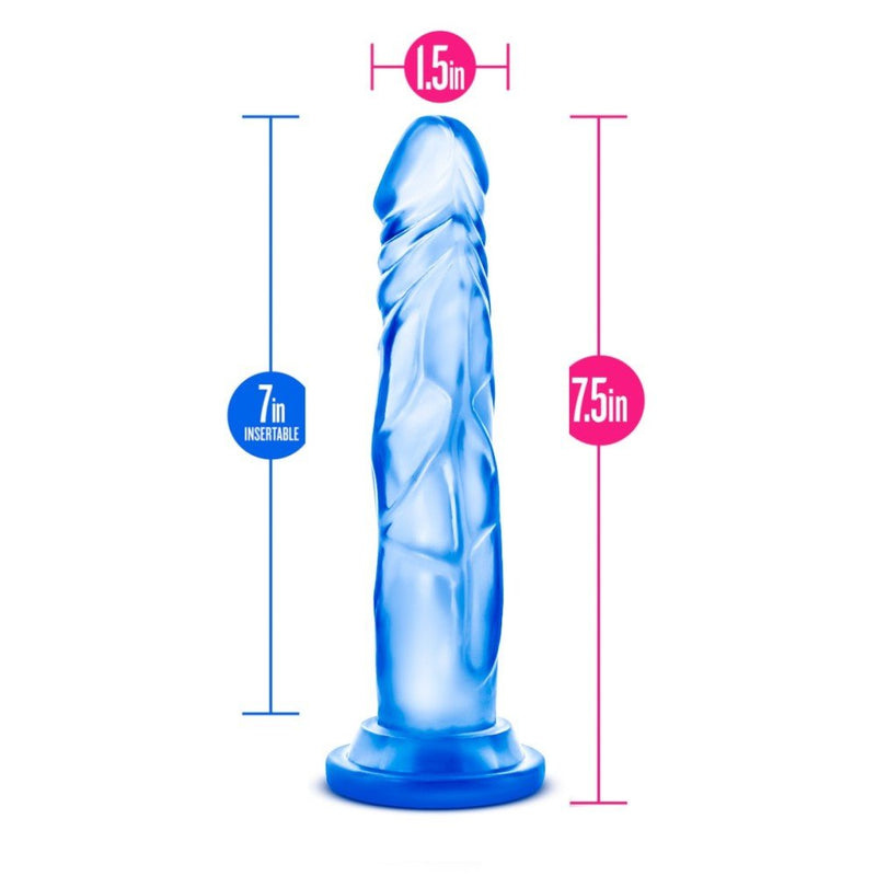 B Yours Sweet N' Hard 5 Realistic Blue 7.5-Inch Long Dildo With Suction Cup Base