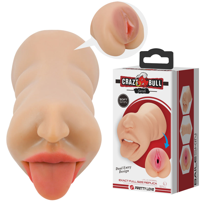 Pretty Love Sarah Mouth Masturbator Sleeve - Light - Stroker Masturbator - Realistic Pocket Pussy