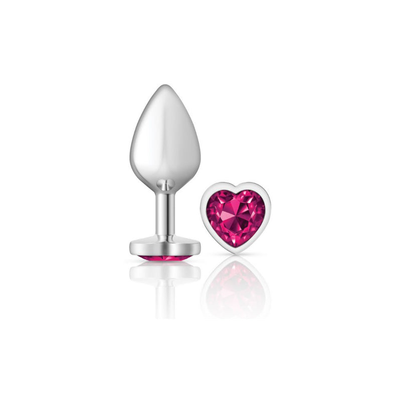 Viben Bright Pink Heart Gem Silver Metal Plug - Md
