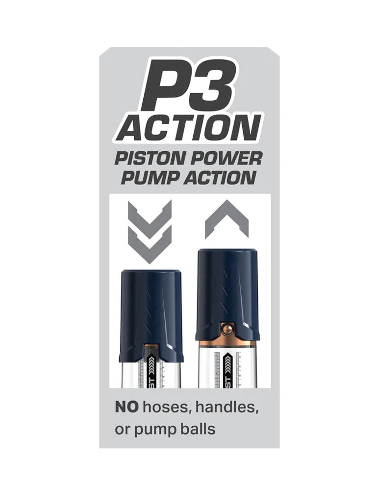 Pipedream Pump Worx Max Boost - Blue/Clear - Penis Pump - With Pump Action Handle