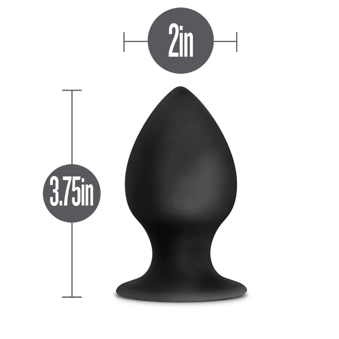 Eden 3.5" Long Black Silicone Tapered Anal Butt Plug With Suction Cup Base