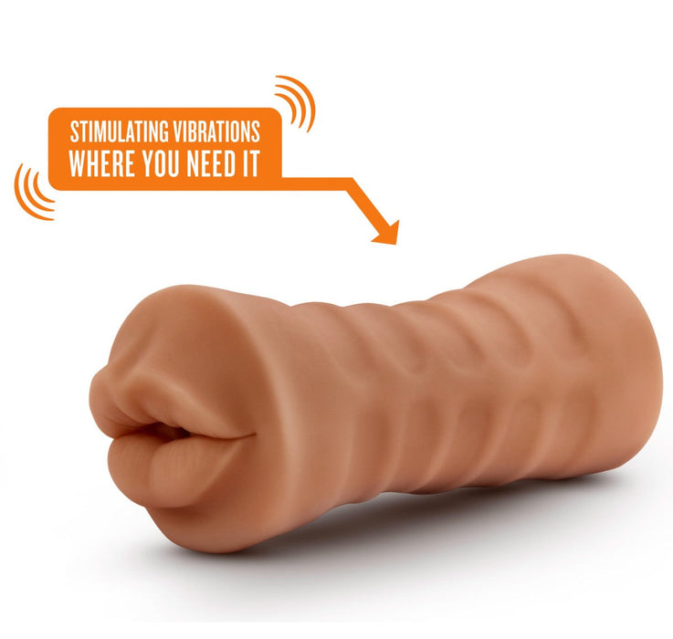 Eden Ultra Soft Brown Realistic Snug Mouth Pocket Pussy Vibrating Masturbator