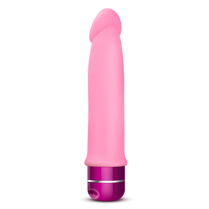 Eden 7.5" Long Pink Silicone Curved G Spot Vibrating Dildo