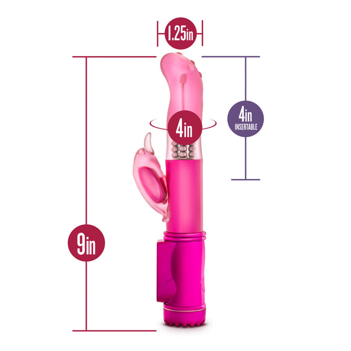 Eden 9" Long Pink Multi-Speed Gyrating & Rotating Rabbit Vibrator