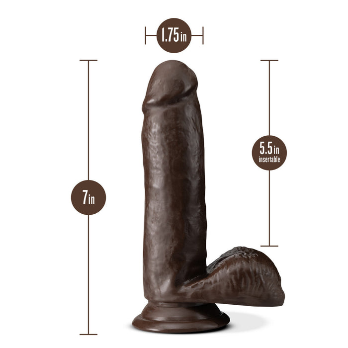 Eden 7" Long Brown Ridged Suction Realistic Dildo With Balls & Suction Cup Base